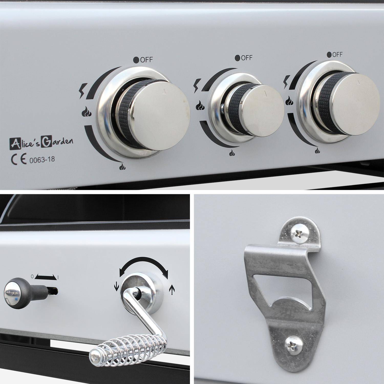 Barbecue a gas 2 in 1, 3 bruciatori + 1 fuoco laterale, Marsac, Nero, 163.5x75.5x140.5 cm Photo6