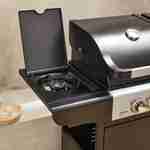 Barbecue 2 en 1 gaz et charbon - Marsac Noir -  3 brûleurs dont 1 feu latéral, grilles en fonte, thermomètres Photo4