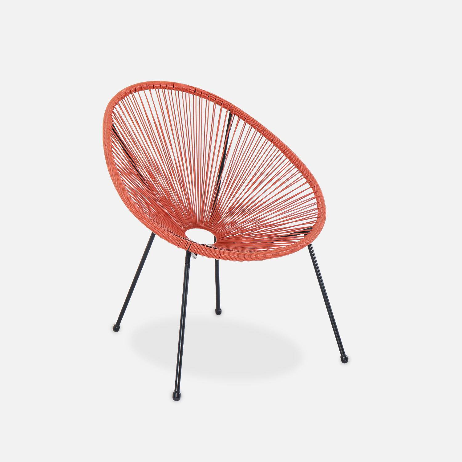 ACAPULCO stoel ei-vormig -Terra Cotta- Stoel 4 poten retro design, plastic koorden, binnen/buiten Photo2
