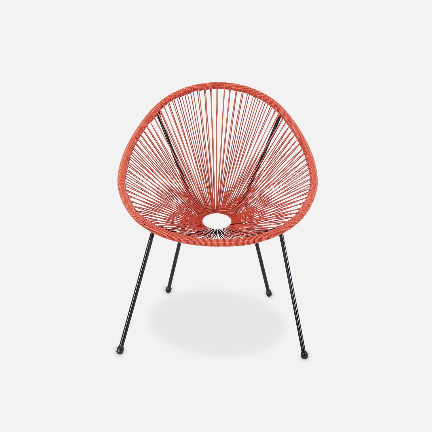 ACAPULCO stoel ei-vormig - Donker Terra Cotta- Stoel 4 poten retro design, plastic koorden, binnen/buiten Photo3