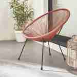 ACAPULCO stoel ei-vormig - Donker Terra Cotta- Stoel 4 poten retro design, plastic koorden, binnen/buiten Photo1