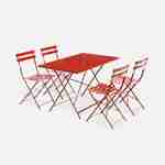 Tavolo da giardino, bar bistrot, pieghevole - modello: Emilia, rettangolare, colore: Terracotta- Tavolo, dimensioni: 110x70cm, con quattro sedie pieghevoli, acciaio termolaccato Photo1