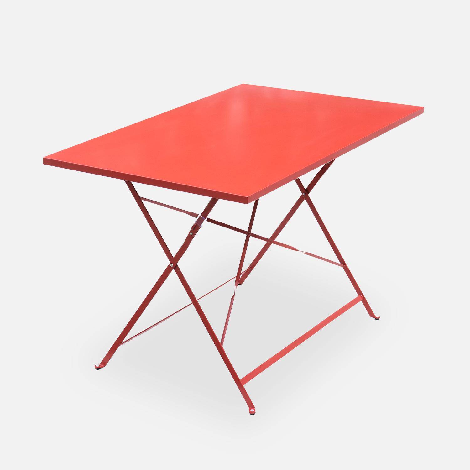 4-seater foldable thermo-lacquered steel bistro garden table with chairs, 110x70cm - Emilia - Terracotta Photo3