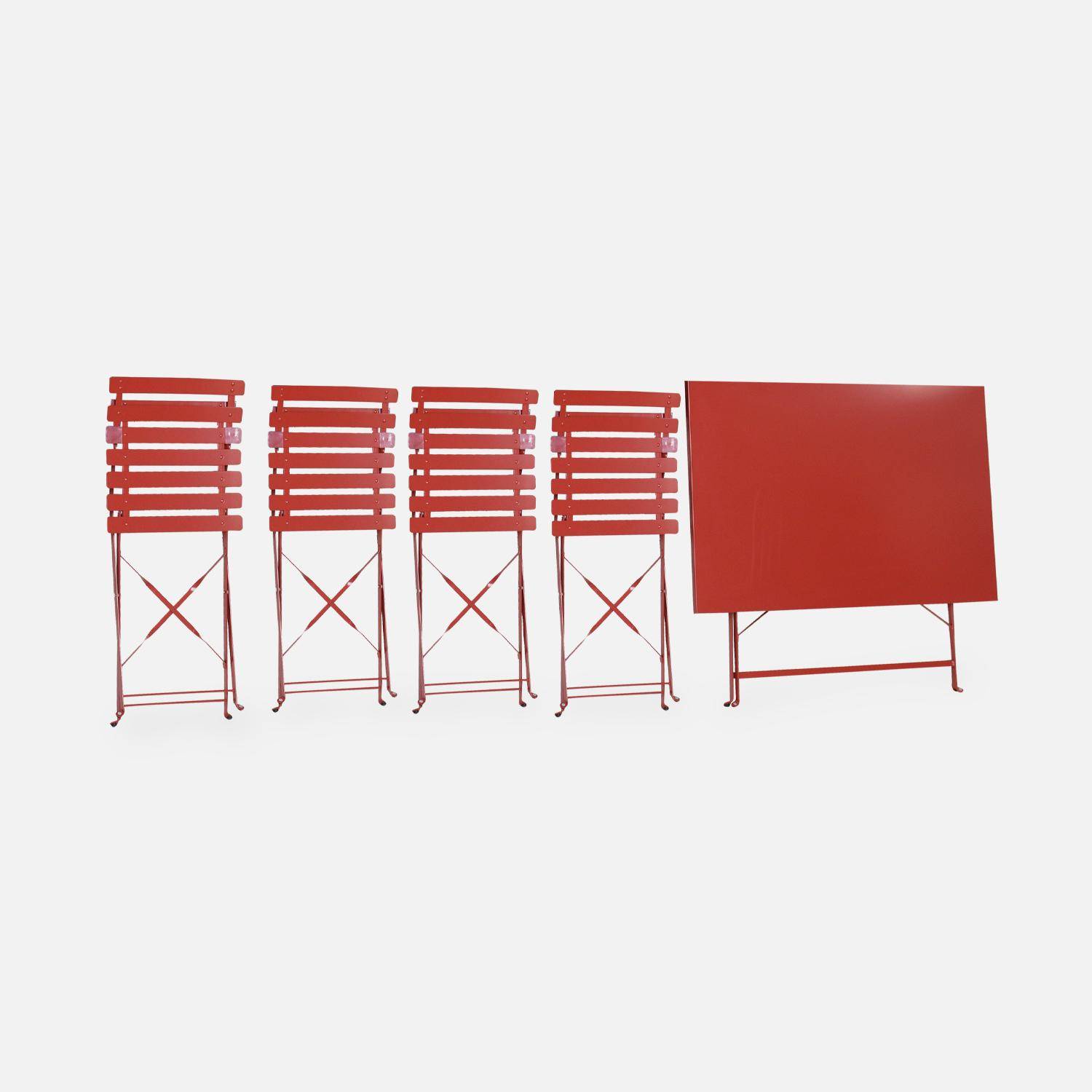 Emilia - Bistro set van rechthoekige tafel en 4 inklapbare stoelen - Staal met poedercoating - Mat  Photo6