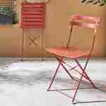 Set of 2 foldable bistro chairs - Emilia terracotta - Thermo-lacquered steel Photo2