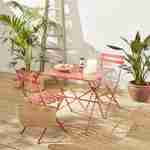 Emilia - Bistroset - 2 inklapbare stoelen en een vierkante tafel 70x70 van gepoedercoat staal  – Terra Cotta Photo1