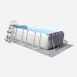 Kit grande piscine tubulaire - Topaze grise - piscine rectangulaire 4x2m avec pompe de filtration, bâche de protection, tapis de sol et échelle, piscine hors sol armature acier Photo2