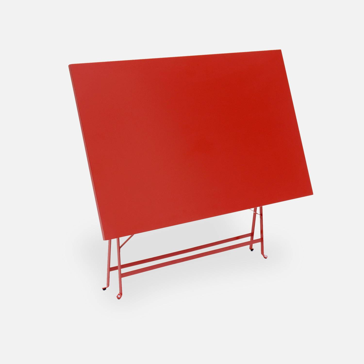 Table de jardin bistrot pliable - Emilia rectangle terra cotta - Table rectangle 110x70cm en acier thermolaqué Photo4