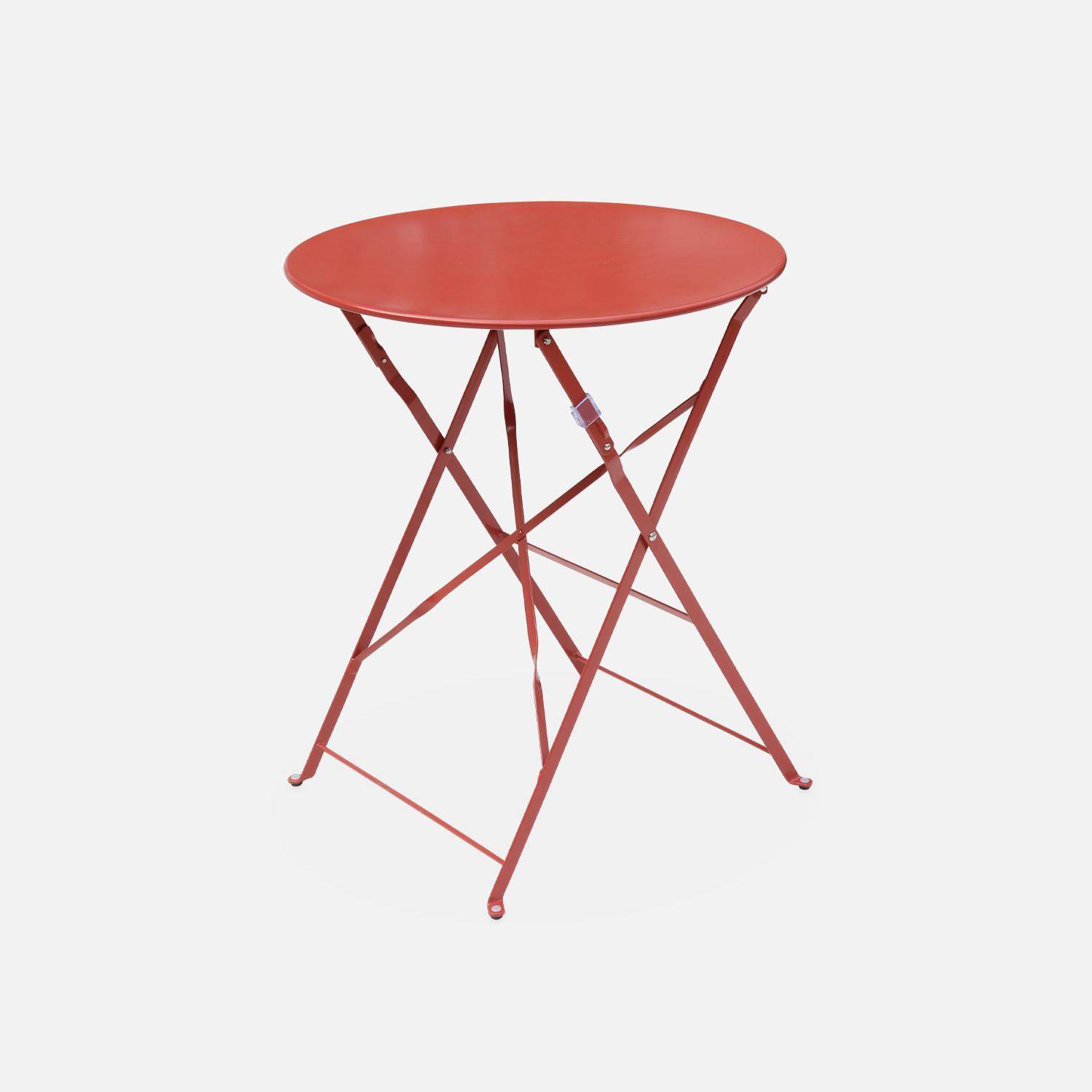 Foldable bistro garden table - Round Emilia terracota - Round table Ø60cm, thermo-lacquered steel,sweeek,Photo3