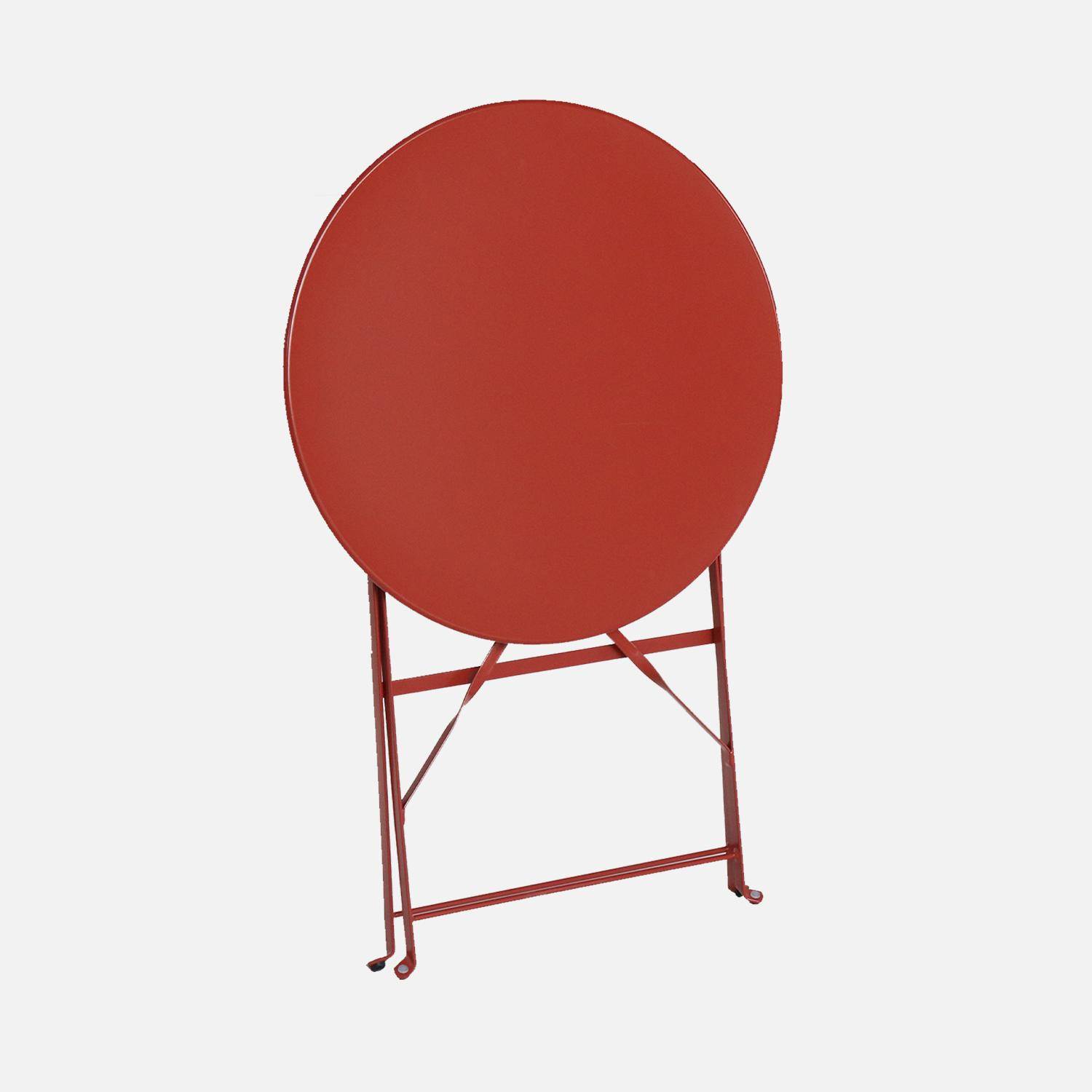 Foldable bistro garden table - Round Emilia terracota - Round table Ø60cm, thermo-lacquered steel,sweeek,Photo4