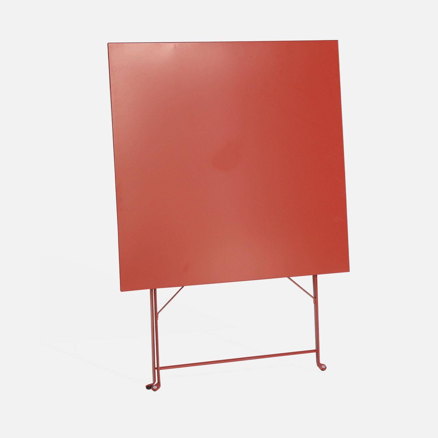 2-seater foldable thermo-lacquered steel bistro garden table, 70x70cm - Emilia - Terracotta Photo4