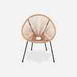 Set mit 2 eiförmigen ACAPULCO-Sesseln mit Beistelltisch - Natürlich- 4-beinige Sessel im Retro-Design, mit Couchtisch, Kunststoffschnur, innen / außen Photo4
