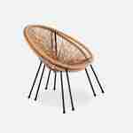Set mit 2 eiförmigen ACAPULCO-Sesseln mit Beistelltisch - Natürlich- 4-beinige Sessel im Retro-Design, mit Couchtisch, Kunststoffschnur, innen / außen Photo6