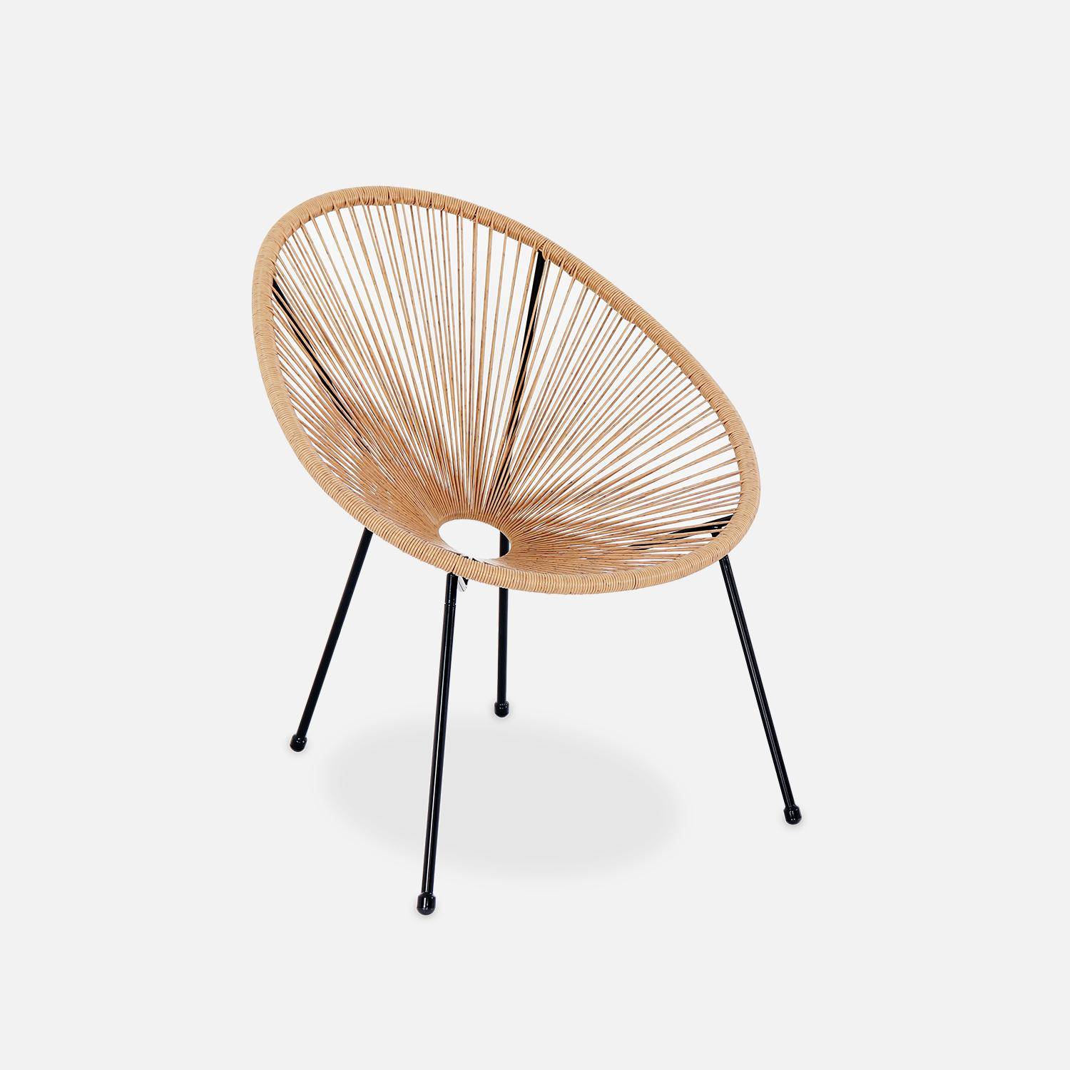Fauteuil ACAPULCO forme d'œuf - Naturel - Fauteuil 4 pieds design rétro, cordage plastique, intérieur / extérieur Photo2