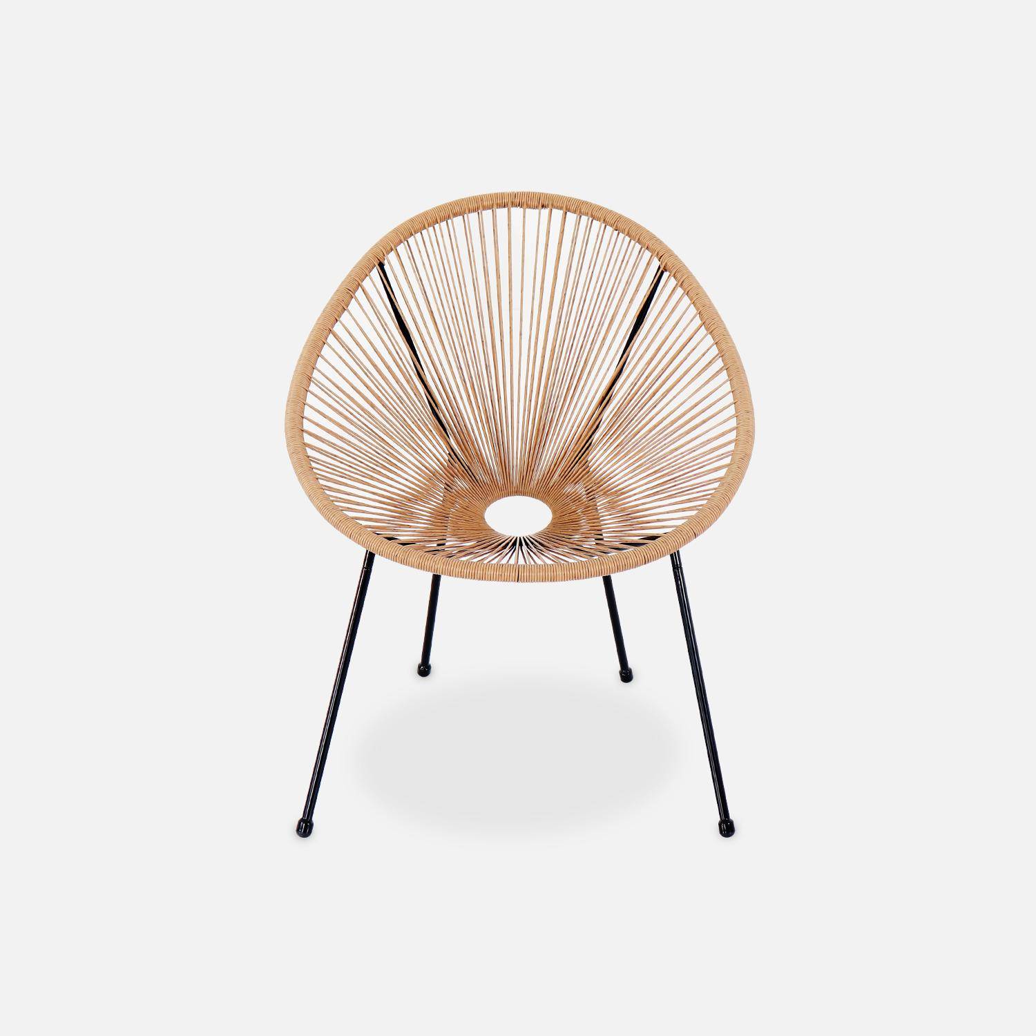 Lot de 2 fauteuils design Oeuf - Acapulco Naturel - Fauteuils 4 pieds design rétro, cordage plastique, intérieur / extérieur Photo4