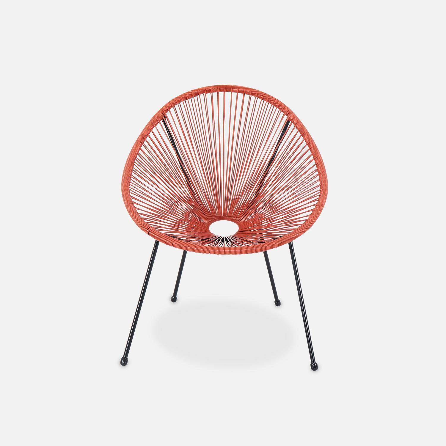 Lot de 2 fauteuils design Oeuf - Acapulco Terra Cotta - Fauteuils 4 pieds design rétro, cordage plastique, intérieur / extérieur Photo4