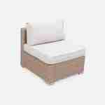 Muebles de jardín de resina tejida - Brescia - 1 sillón de esquina + 1 sillón sin reposabrazos - Resina natural, cojines beige Photo4