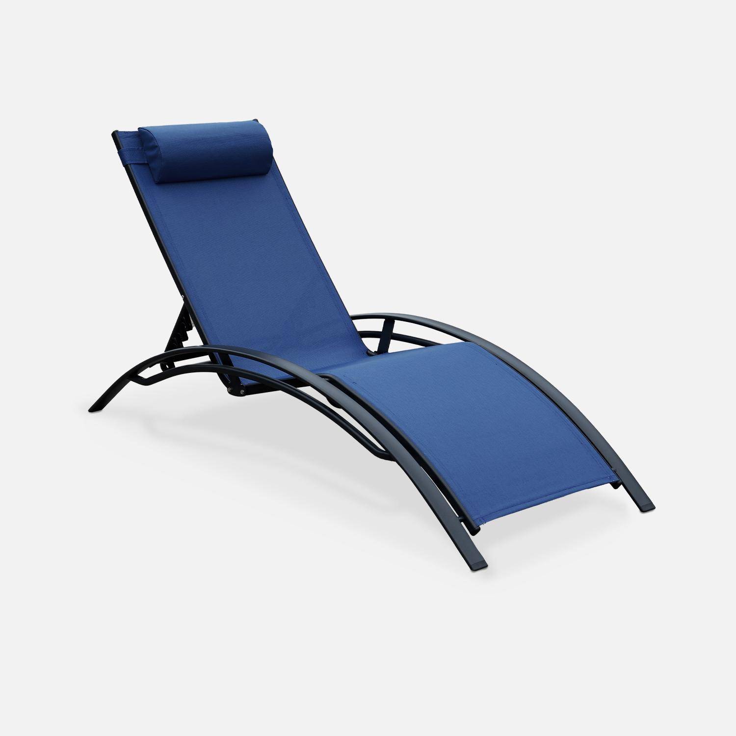 Sonnenliege aus Aluminium und Textilene - Louisa Nachtblau - Liegestuhl Photo2