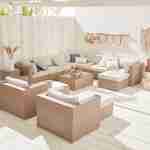 Salotto da giardino, in resina intrecciata XXL - modello: Tripoli - Colore struttura : Beige, cuscini di colore: Beige - 12-14 posti Photo1