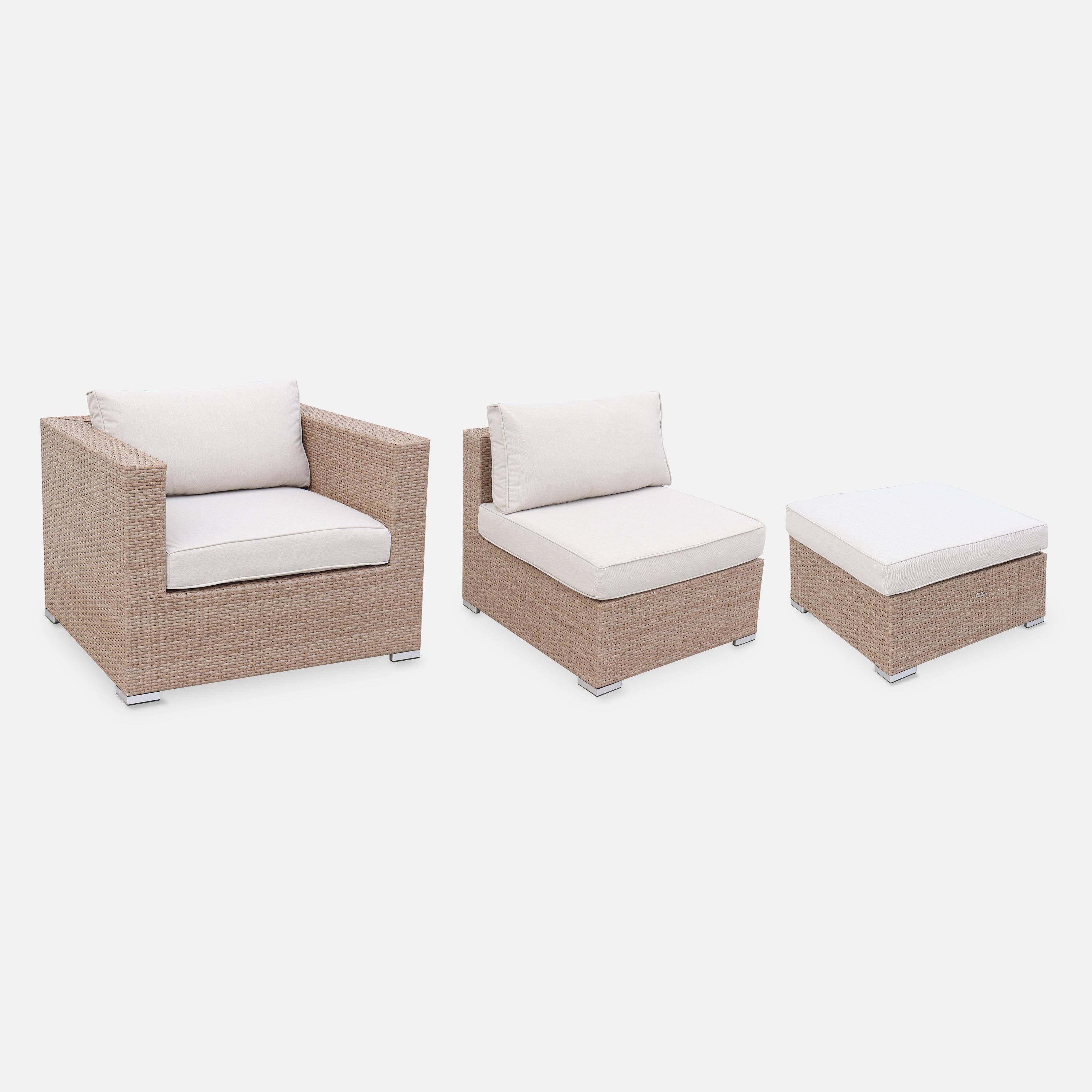 Salotto da giardino angolare in resina intrecciata, 12-14 posti, Tripoli, Beige, 303.5x82x67 cm Photo4