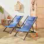 2er Set Sonnenliegen - nachtblau - Liegestuhl aus Aluminium und Textilene mit Kopfstützenkissen, Liegesessel klappbar - Gaia  Photo1