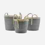 Lot de paniers tressés, 3 tailles, cache-pot, avec poignées, gris Photo2