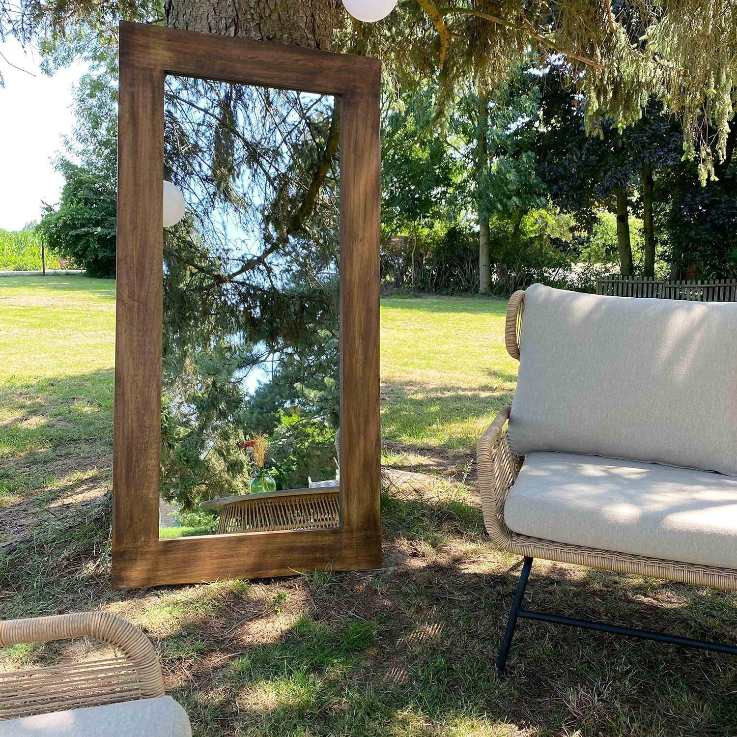 Holzspiegel rechteckig, 165 x 81 cm, Indoor / Outdoor, dunkles Holz Photo7