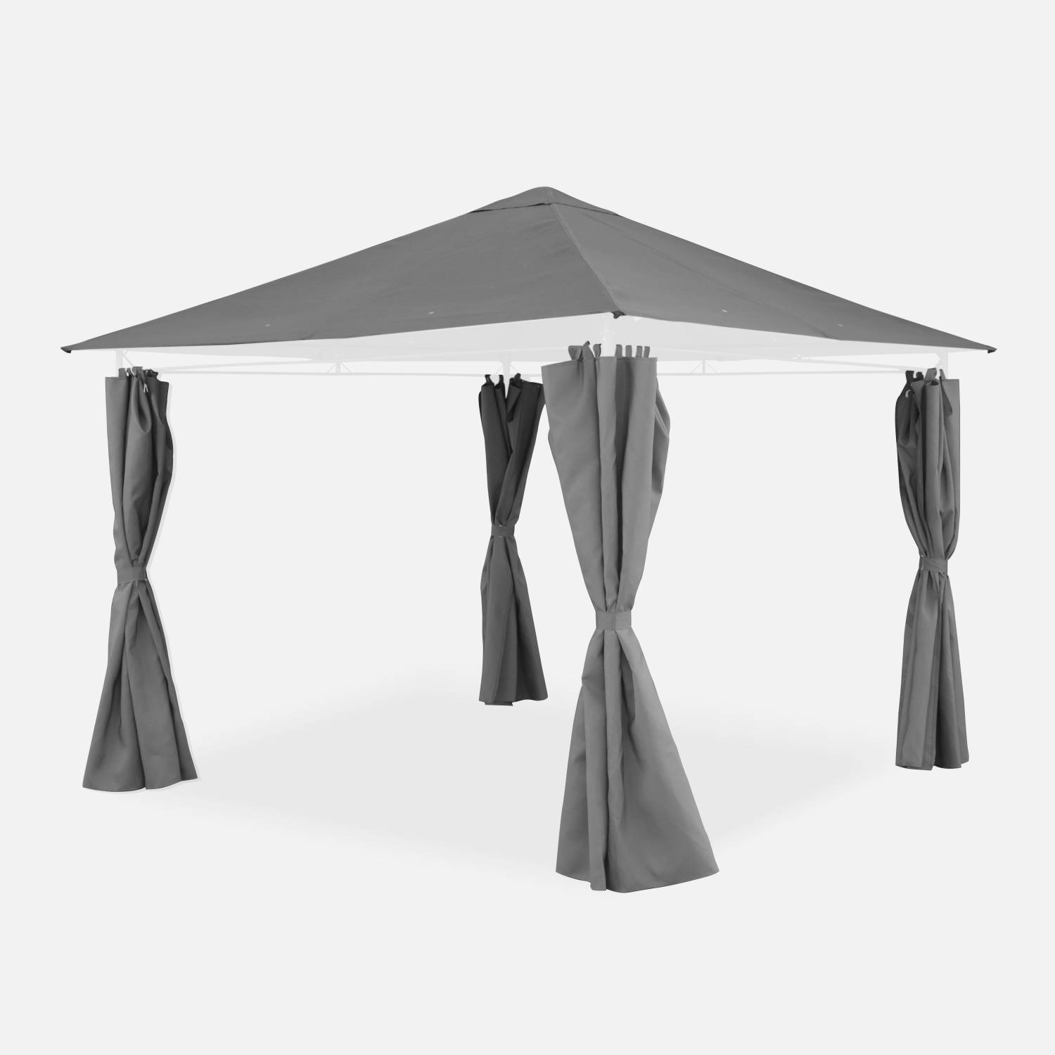 Replacement canopy and side curtain kit for gazebo, Grey | sweeek