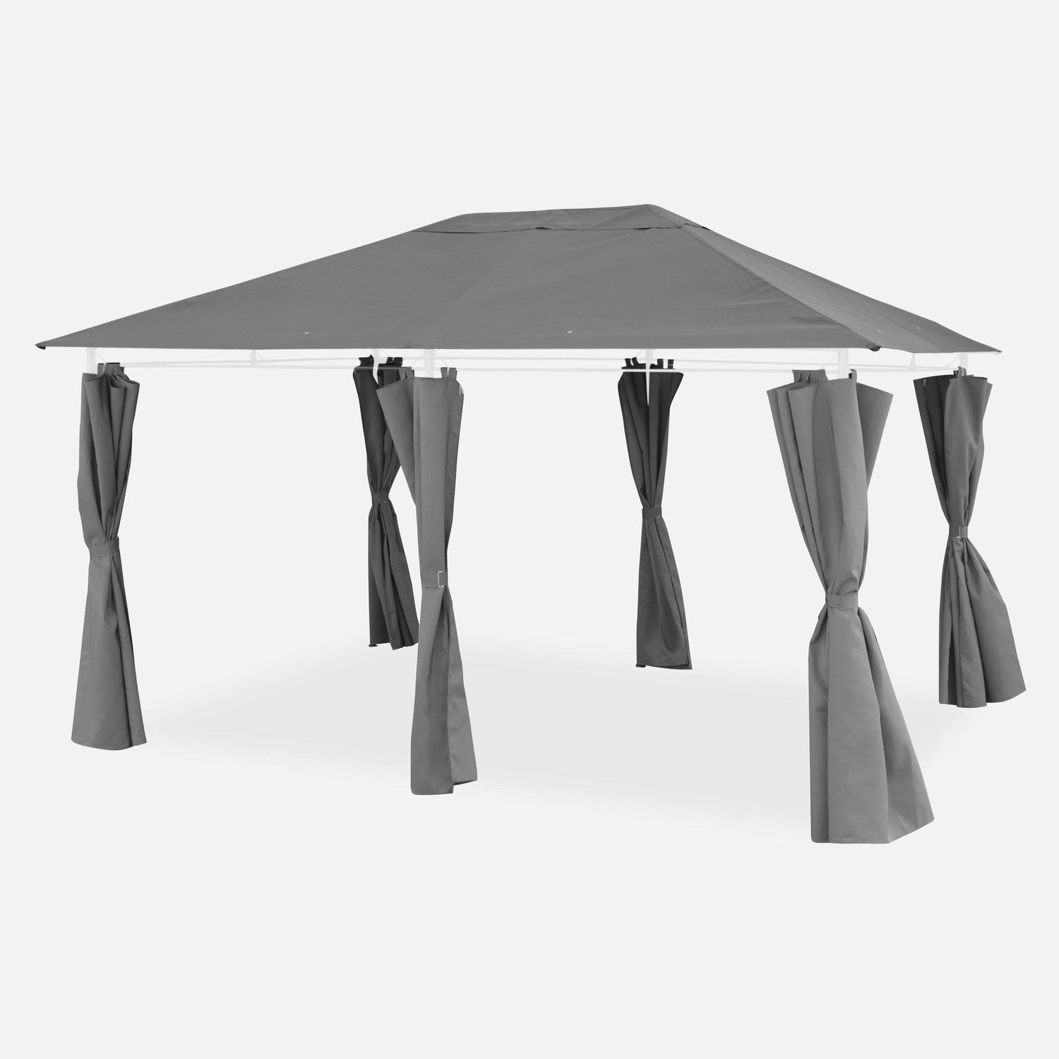  Complete set grijs dakdoek en gordijnen voor 3x4m Divio prieel - reservedoek prieel, vervangingd canvas Photo1