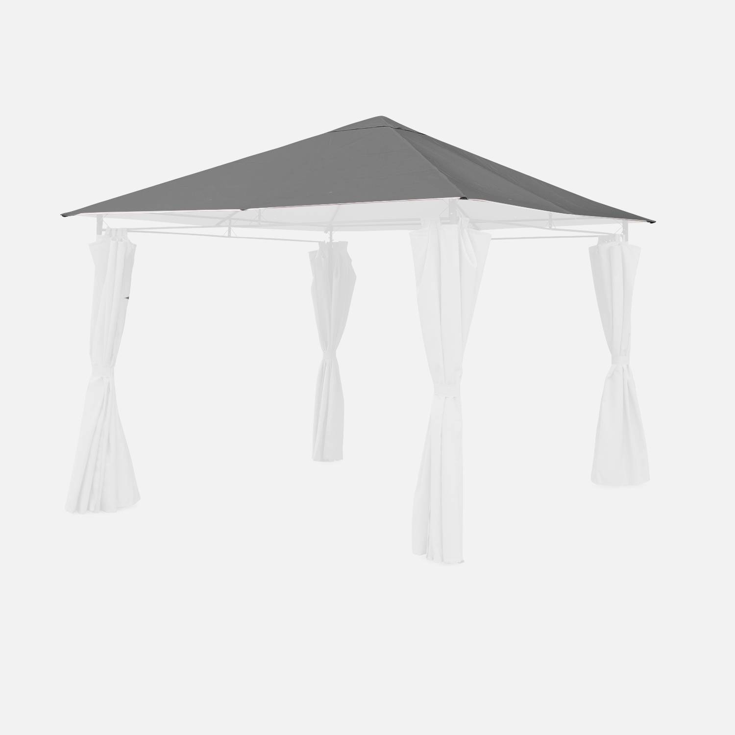 Toile de toit grise pour tonnelle 3x3m Elusa - toile de rechange pergola, toile de remplacement | sweeek