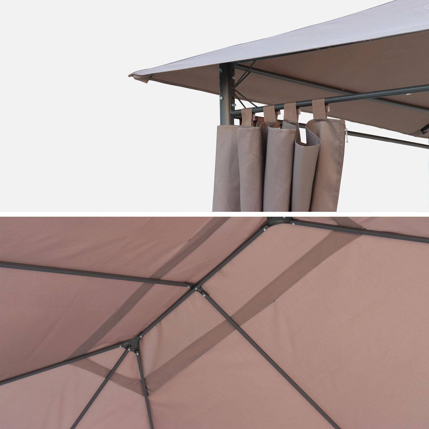 Cobertura do telhado em tela para Divio gazebo 3x4m - cobertura em pérgola, cobertura de substituição marrón Photo2