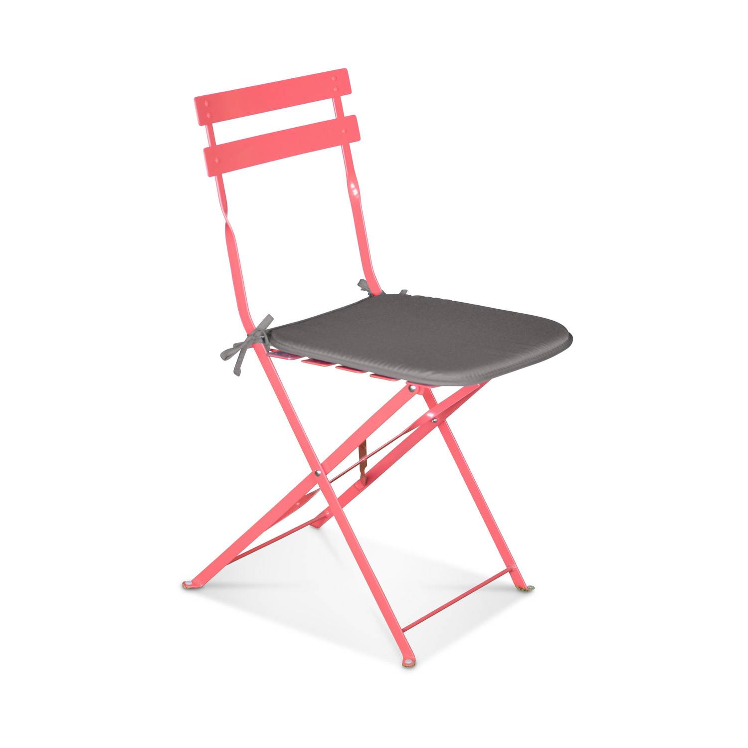 Set van 4 stoelkussens - 40 x 40cm, zitkussen met bevestigingskoordjes, grijs antraciet Photo2