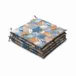 Kollektion EXOTIQUE - 4er Set Stuhlkissen – 43 x 40cm – Wendbare Kissen mit exotischem Motiv/unifarben, zum Binden, mit Bordüre Photo1