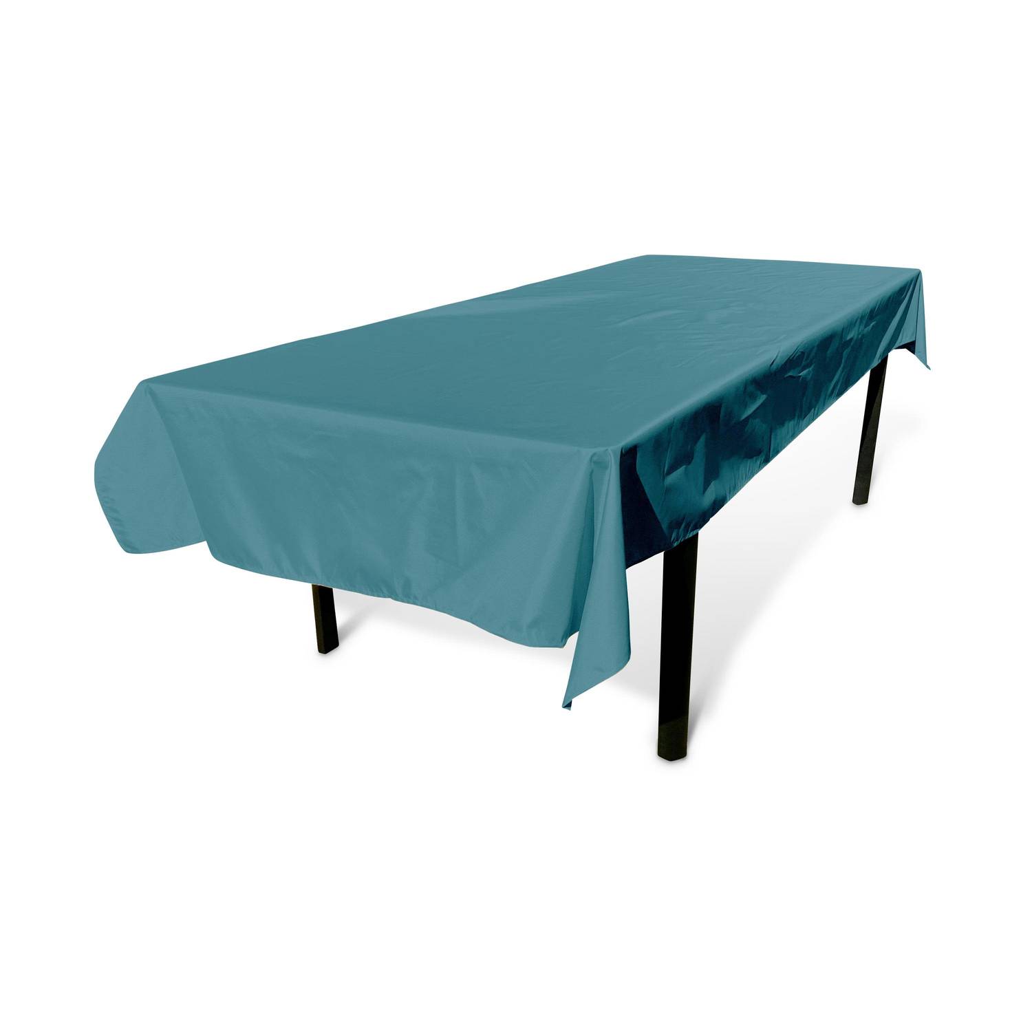 Collection EXOTIQUE - Nappe d’extérieur de 300 x 140 cm bleu canard, 100% polyester, protège la table, protection UV, style estival Photo1