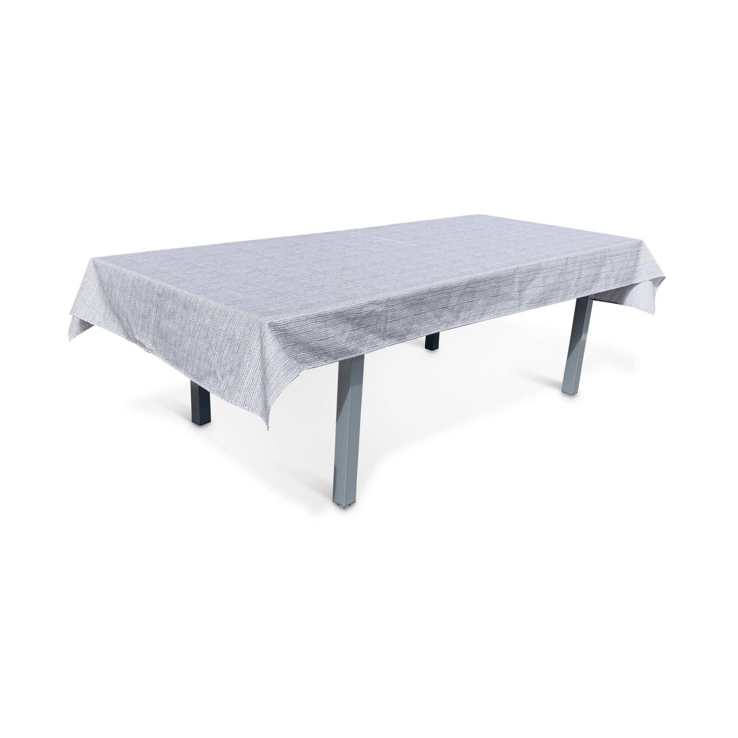 Outdoor-Tischdecke 300 x 140 cm Fischgrätenmuster, 100% Polyester, schützt den Tisch, UV-Schutz, sommerlicher Stil | sweeek