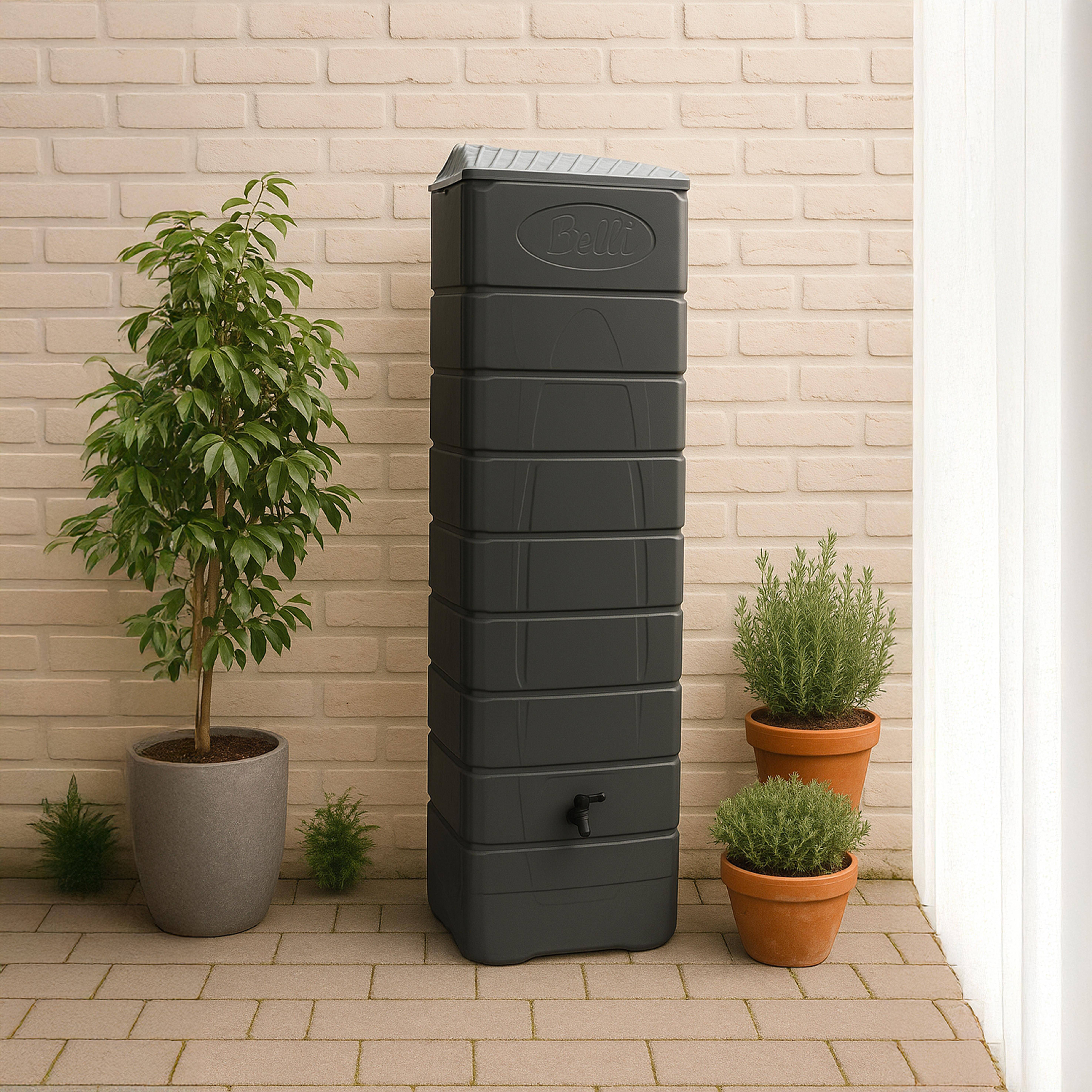 Colector de agua de pared de 650L, Naussac, Antracita, 60x60x200 cm Photo1