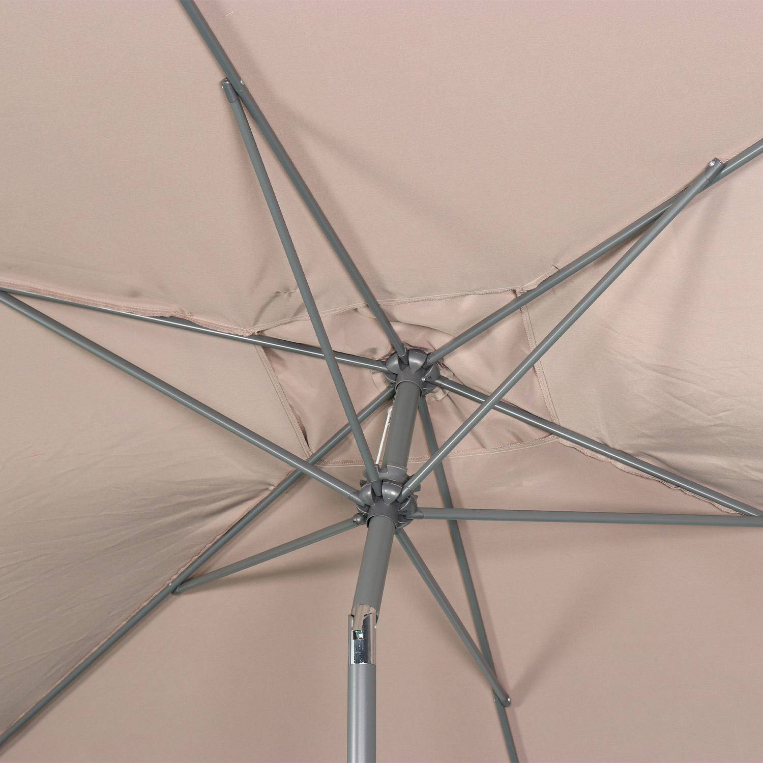 Parasol droit rectangulaire 2x3m - Touquet taupe - mât central en aluminium orientable et manivelle d'ouverture Photo6