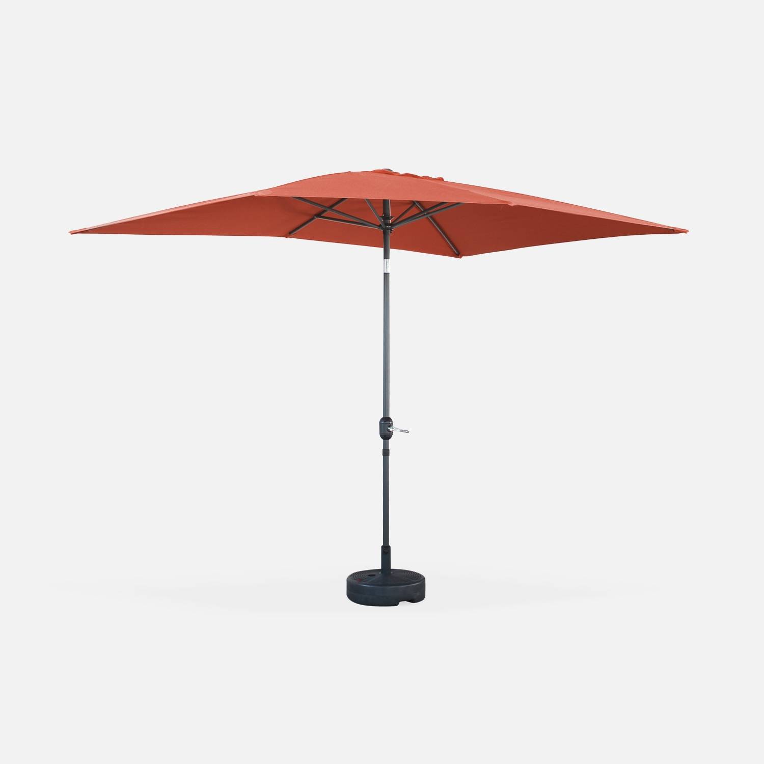 Rectangular 2x3m Touquet terracota recta com guarda-chuva central de alumínio e pega de abertura | sweeek