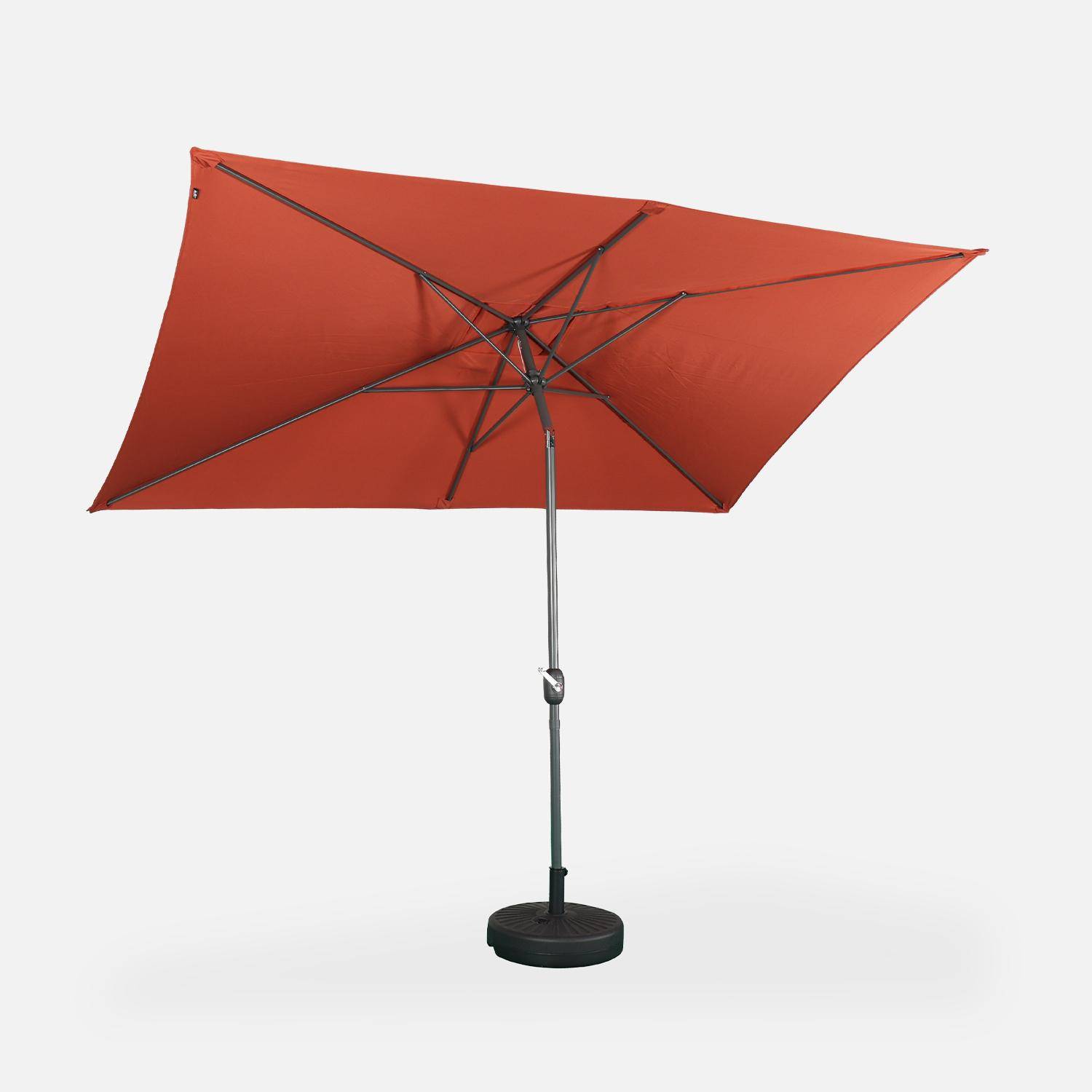 Parasol droit rectangulaire 2x3m - Touquet terracotta - mât central en aluminium orientable et manivelle d'ouverture,sweeek,Photo4