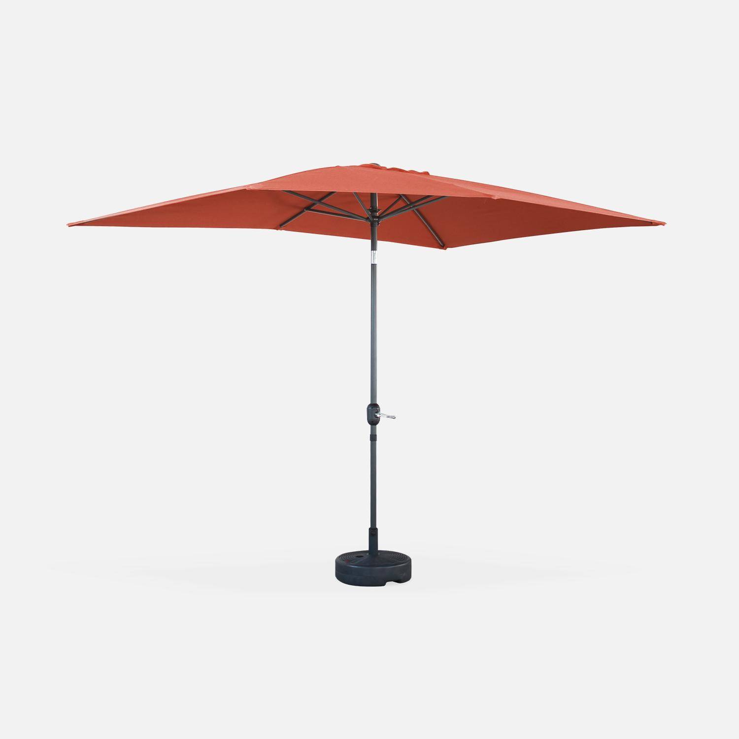 Sombrilla jardin, parasol rojo, mástil central, inclinable, rectangular, 2x3m, Touquet,sweeek,Photo2
