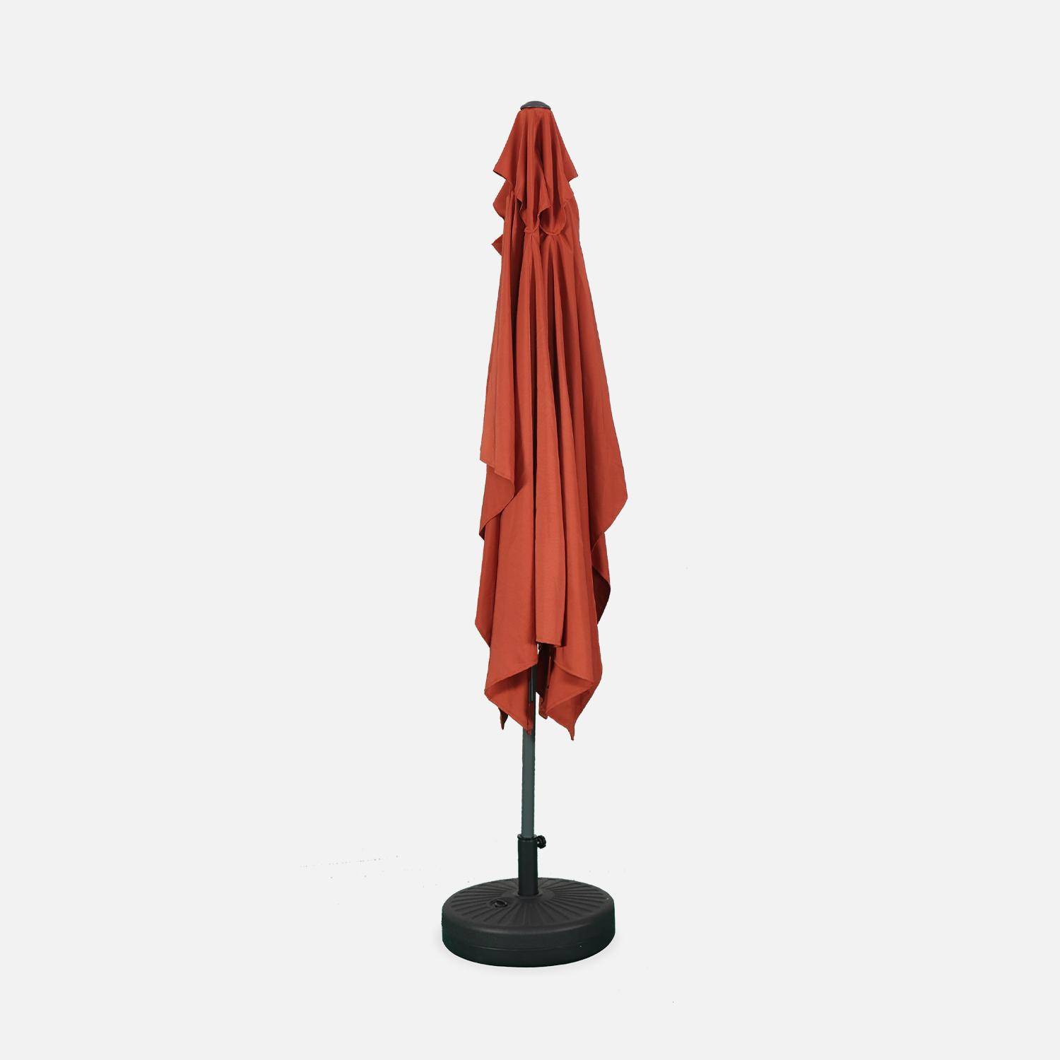 Parasol droit rectangulaire 2x3m - Touquet terracotta - mât central en aluminium orientable et manivelle d'ouverture,sweeek,Photo5