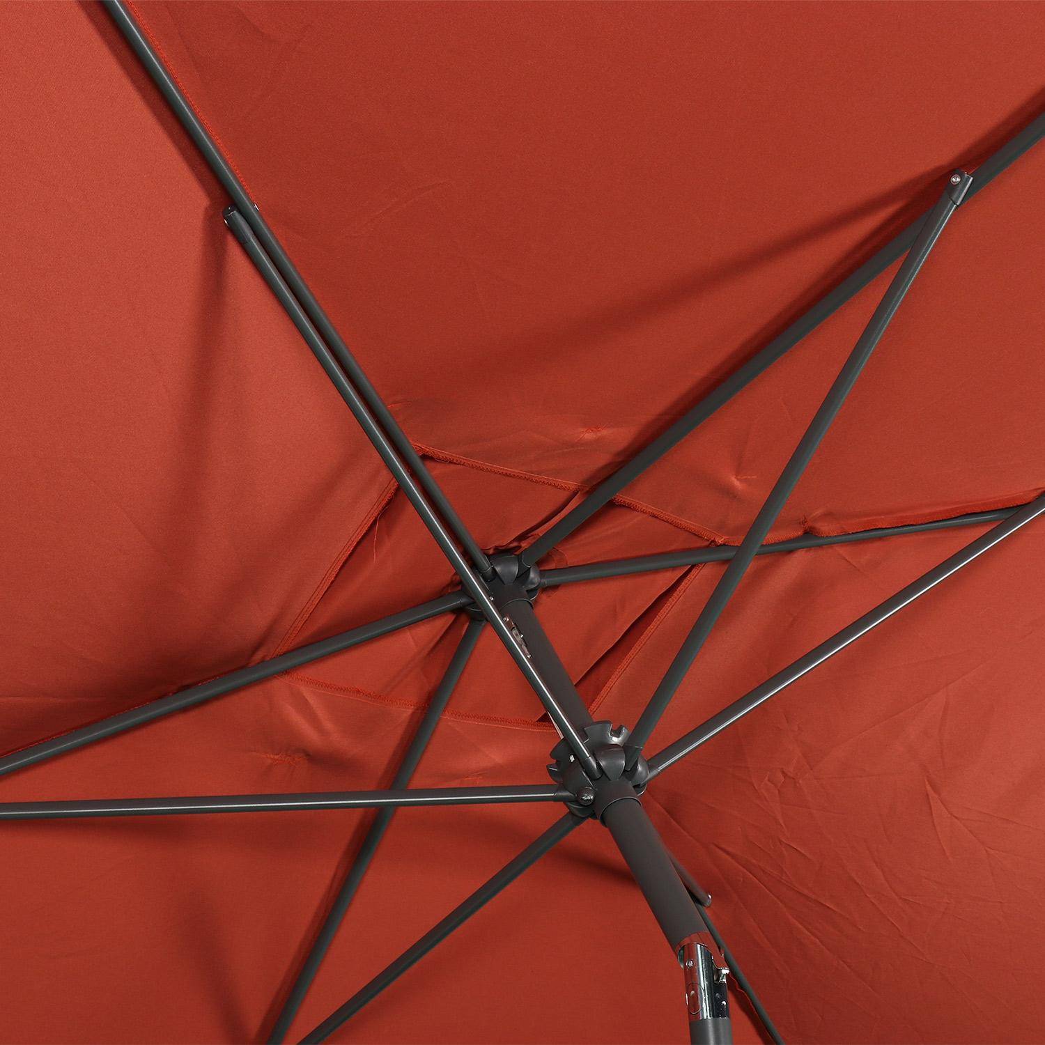 Parasol droit rectangulaire 2x3m - Touquet terracotta - mât central en aluminium orientable et manivelle d'ouverture,sweeek,Photo7