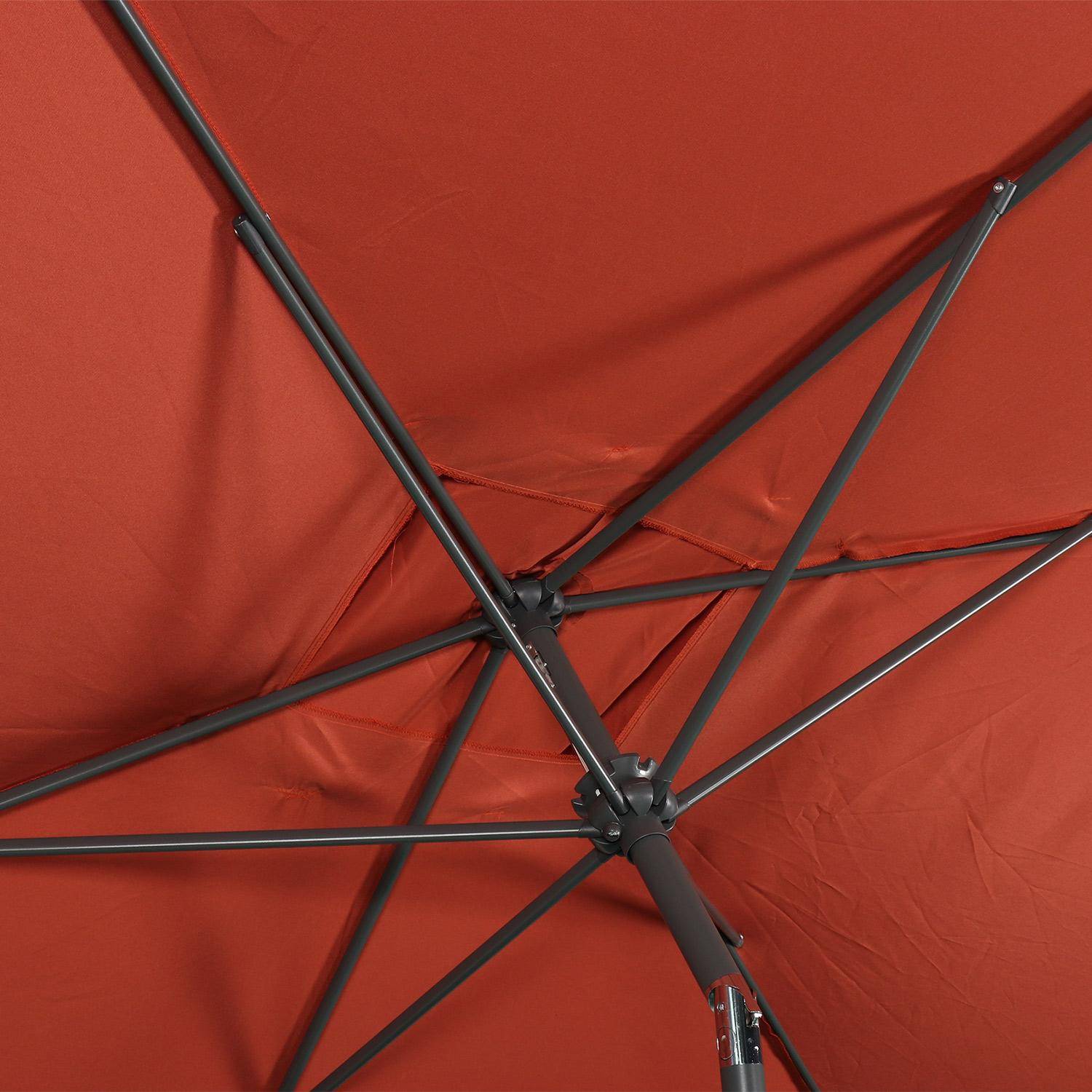 Parasol droit rectangulaire 2x3m - Touquet terracotta - mât central en aluminium orientable et manivelle d'ouverture,sweeek,Photo6