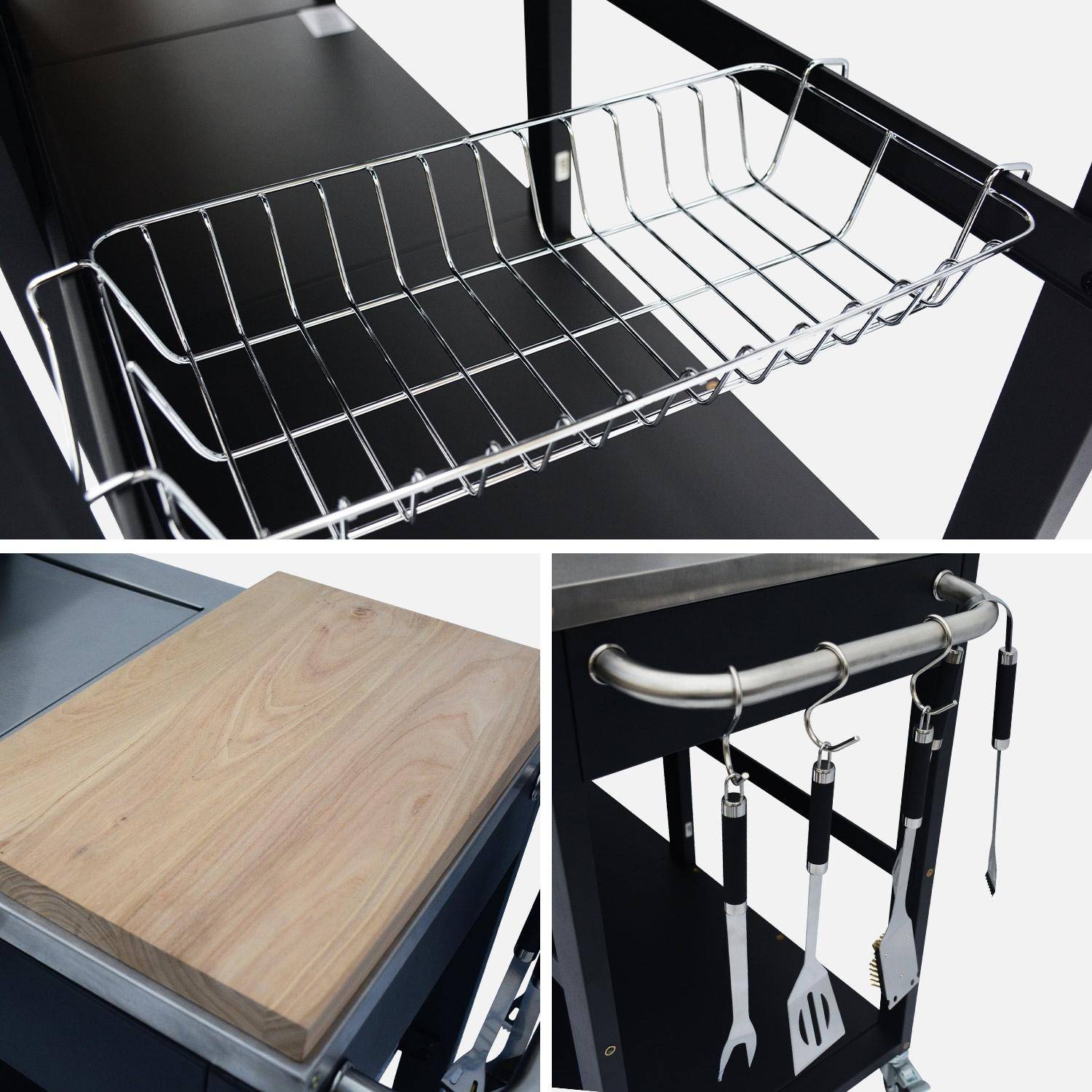 Barbacoa de gas de 5 quemadores con 1 quemador lateral Negro - 206x58x112 cm,sweeek,Photo11