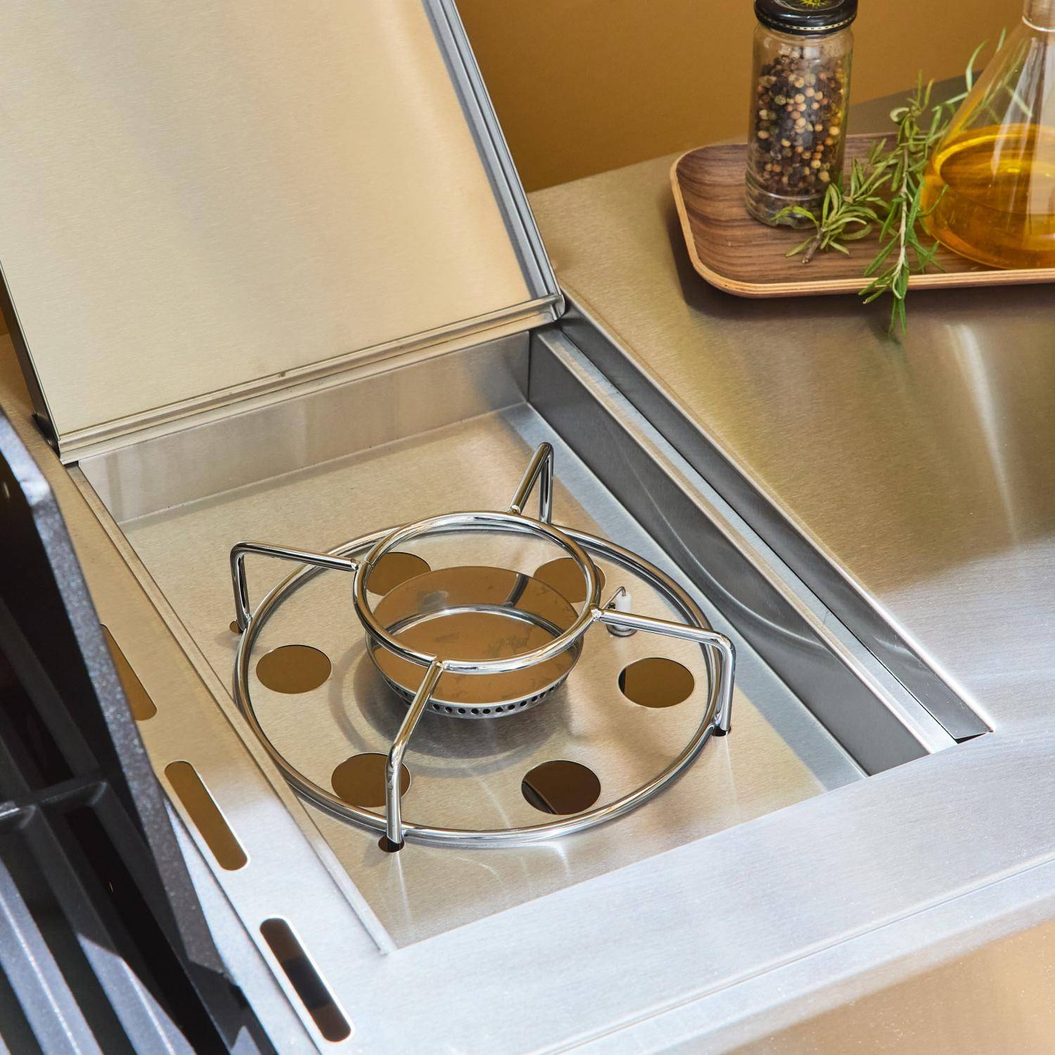 Barbacoa de gas de 5 quemadores con 1 quemador lateral Negro - 206x58x112 cm Photo4