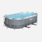 Kit piscine complet BESTWAY – Spinelle grise – piscine ovale tubulaire 4x2 m, pompe de filtration, échelle et kit de réparation inclus  Photo2