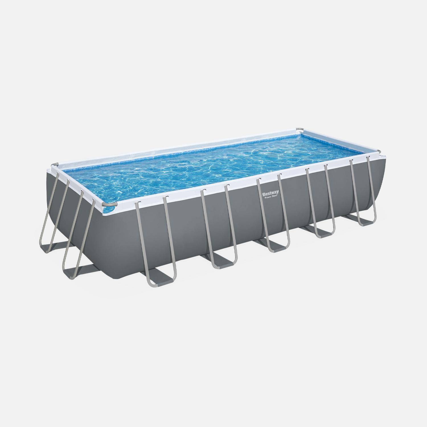Bovengronds frame zwembad 6x3m, grijs, met dekzeil, pomp, filter, ladder, flotter en reparatieset Photo2