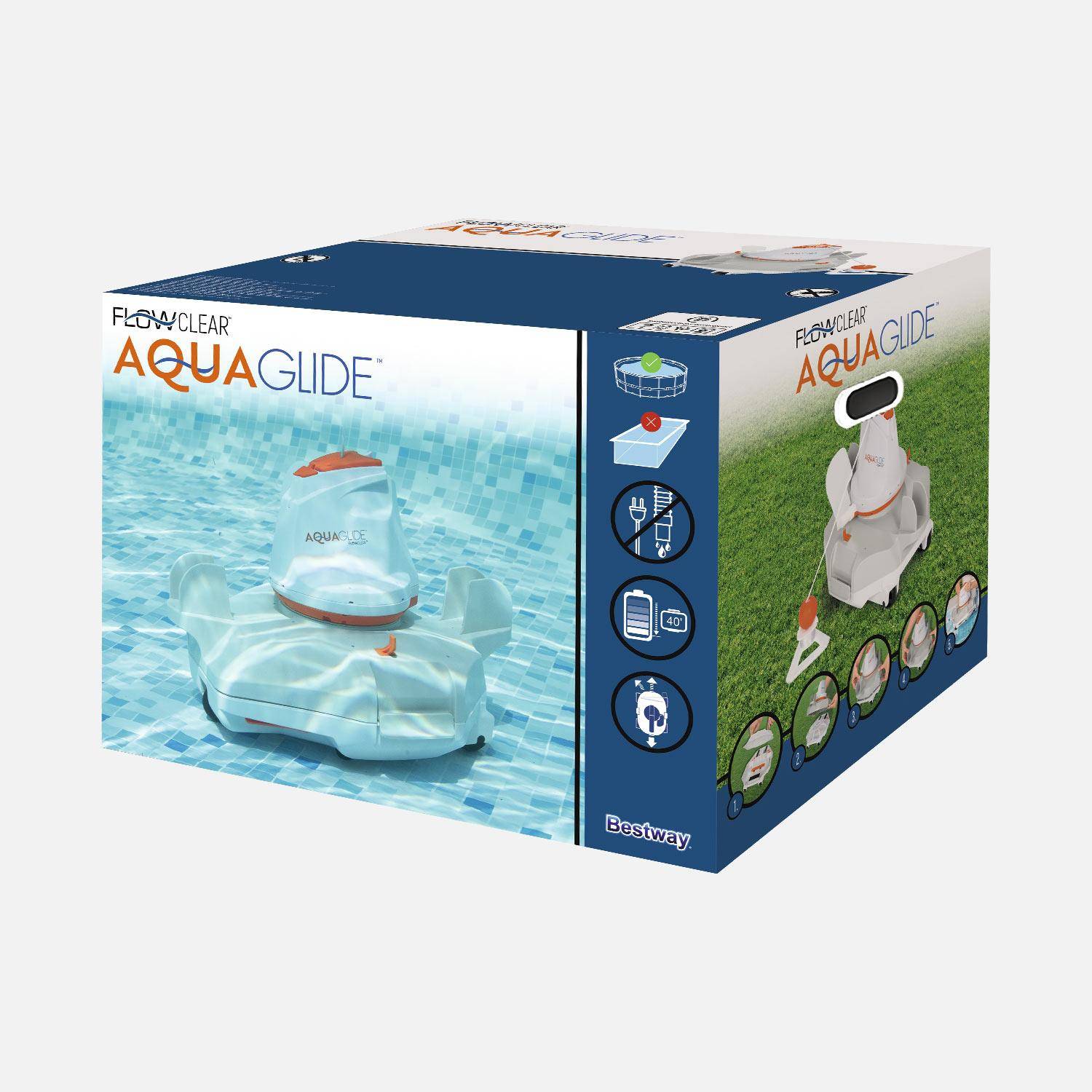 Autonome Flowclear aquaglide robot zwembadreiniger voor zwembaden met een vlakke vloer tot 20m²,sweeek,Photo6