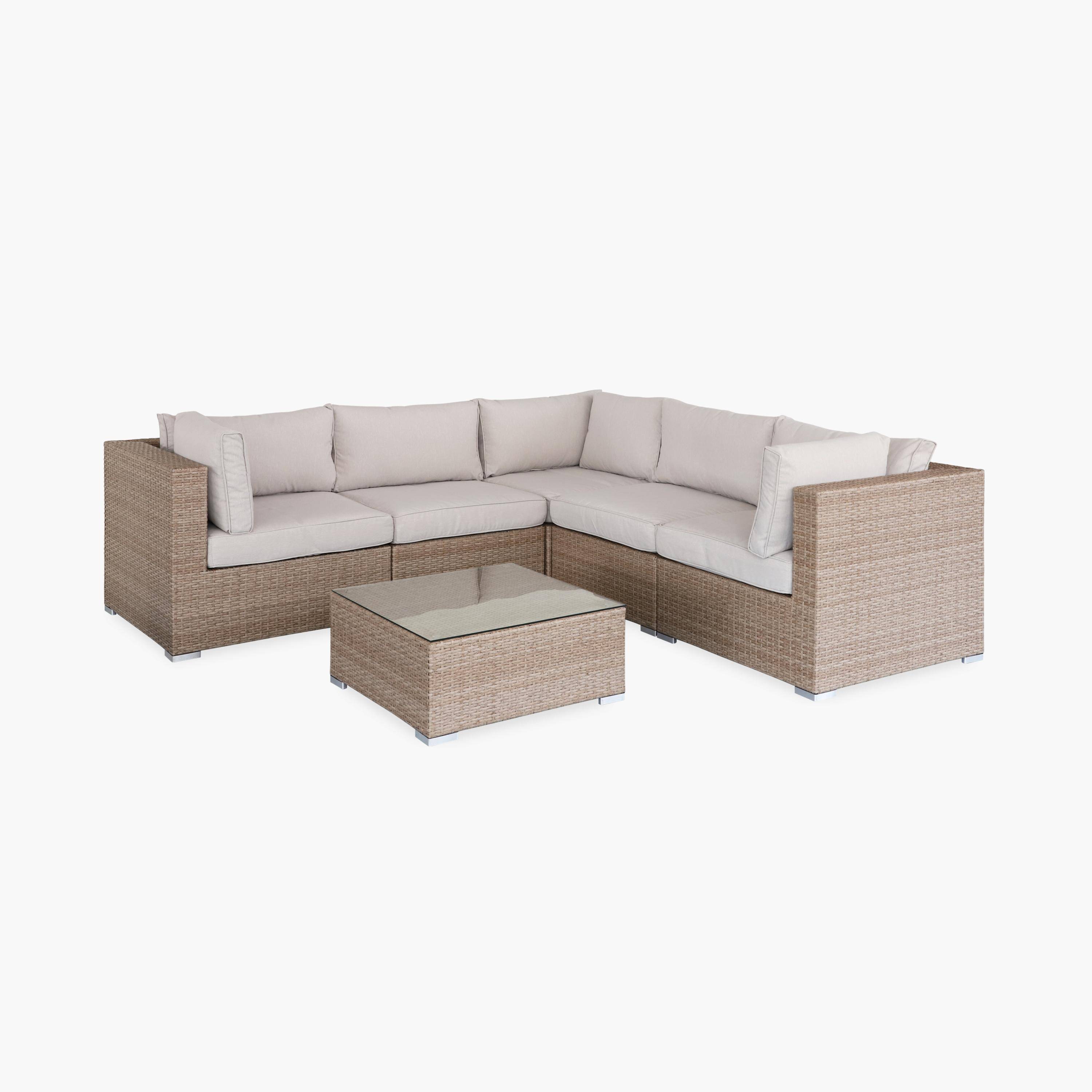 Conjunto de muebles de jardín de 5 plazas, Napoli, Beige, 234x82x67 cm Photo2