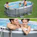 Kit piscine complet BESTWAY – Spinelle grise – piscine ovale tubulaire 3x2 m, pompe de filtration et kit de réparation inclus  Photo3